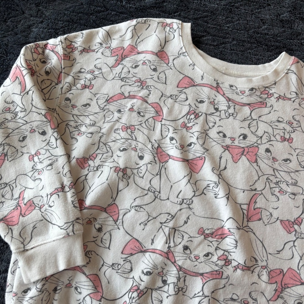 Disney The Aristocats Marie All‎ Over Print Sweatshirt White Pink Small